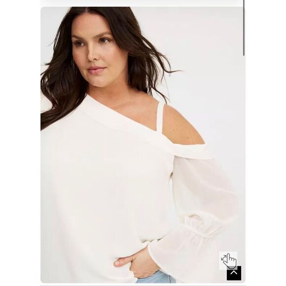 Torrid asymetricial one shoulder top:blouse shirt  size 3 retro pinup glam white - Picture 2 of 5